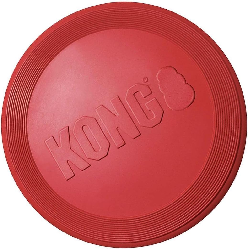 Durable red natural rubber dog frisbee for fetch