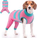 Qbleev dog surgery recovery suit rear legs pink front view