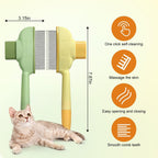 Triharyar self cleaning pet brush showing the one click hair release button
