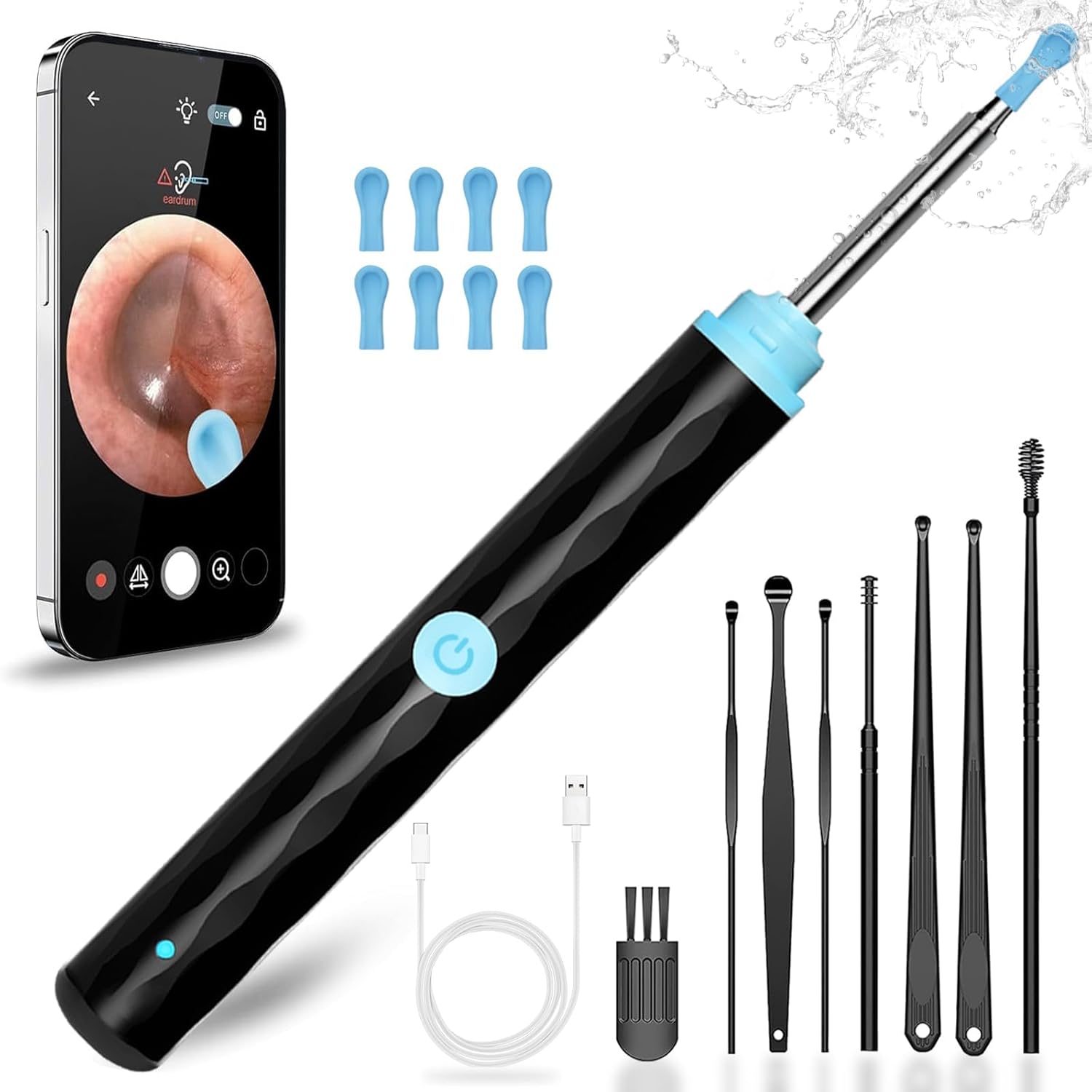 Vasdaren Ear Wax Removal Tool front view with 1296P camera lens