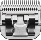 Andis 72615 carbon steel pet clipper blade close up showing deep tooth construction.