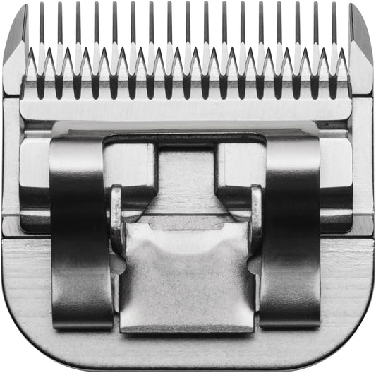Andis 72615 carbon steel pet clipper blade close up showing deep tooth construction.