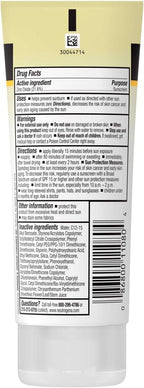 Back packaging of 88ml Neutrogena Sheer Zinc mineral sunscreen showing drug facts and ingredient information