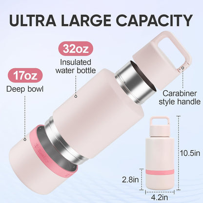 Side angle of the pale pink KEWIXY pet water bottle assembly