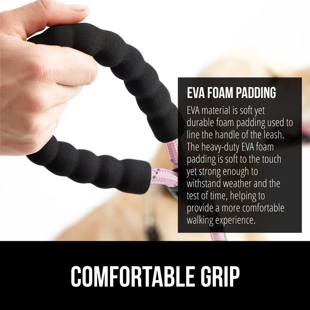 Gorilla Grip pet leash featuring soft foam padded comfortable handle loop