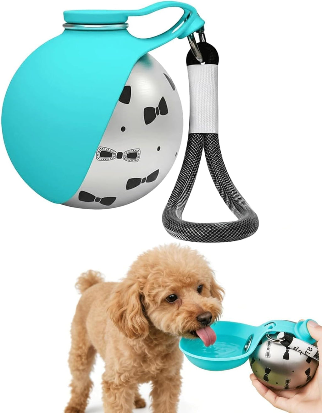 Portable Dog Water Ball, 2-in-1 Foldable Pet Water Bottle, Large-Capacity 304 Stainless Steel Cup with Foldable Silicone Bowl, Leak-Proof & Travel-Friendly, Suitable for Walks and Hiking (Blue1) - Image 10