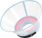 ICOYEA protective pet recovery collar showing elastic loops for collar attachment