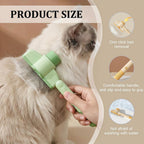 Pet owner using flea comb with release button on a dog