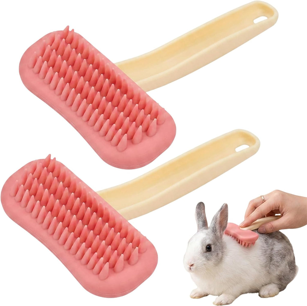 Oxiros rabbit grooming kit two pack front view soft silicone bunny brushes