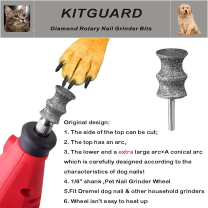Two pack diamond coated dog nail grinder attachments