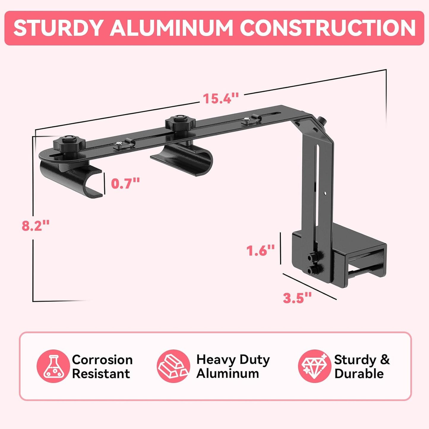 Hygger universal aquarium light holder premium matte black corrosion resistant aluminum construction close up