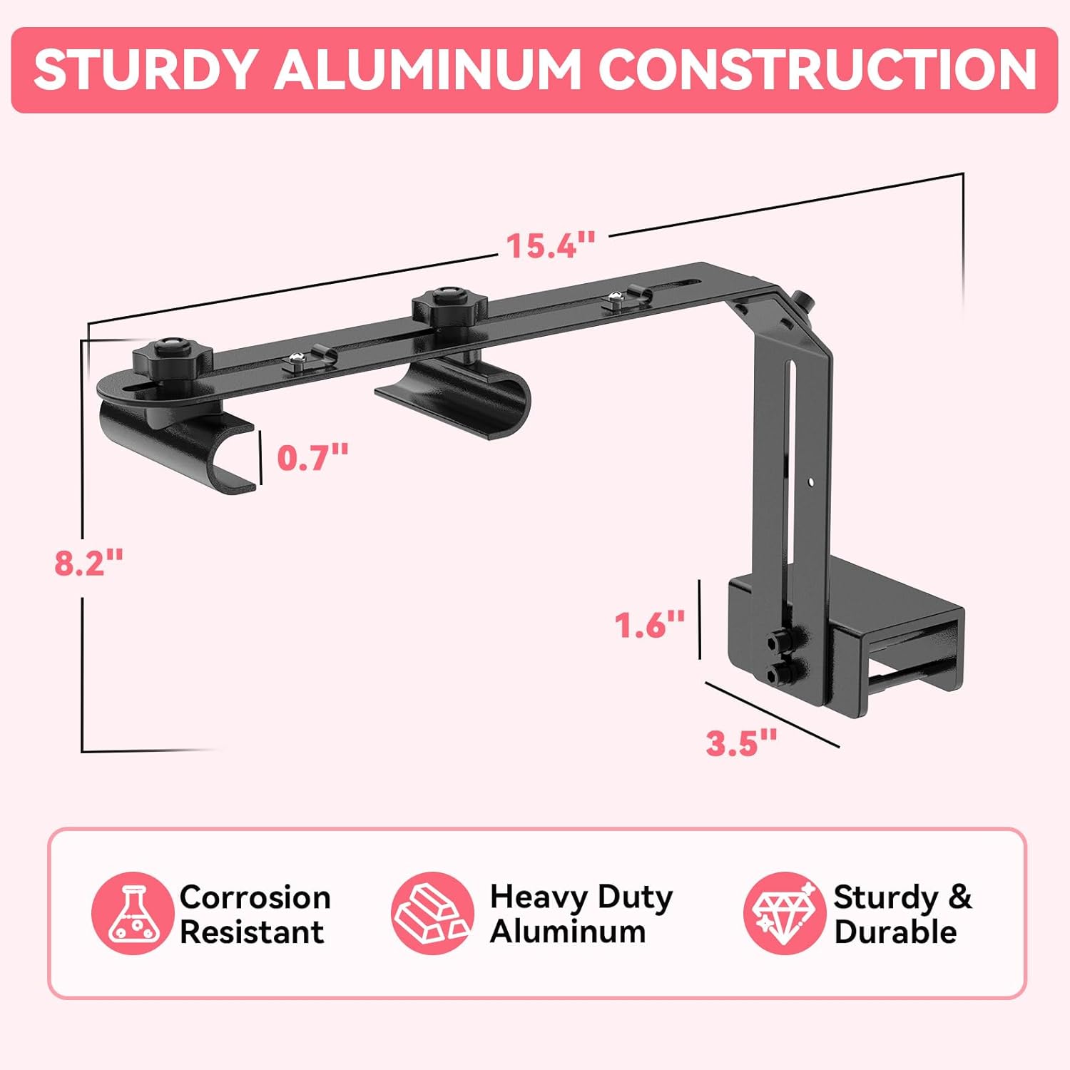 Hygger universal aquarium light holder premium matte black corrosion resistant aluminum construction close up