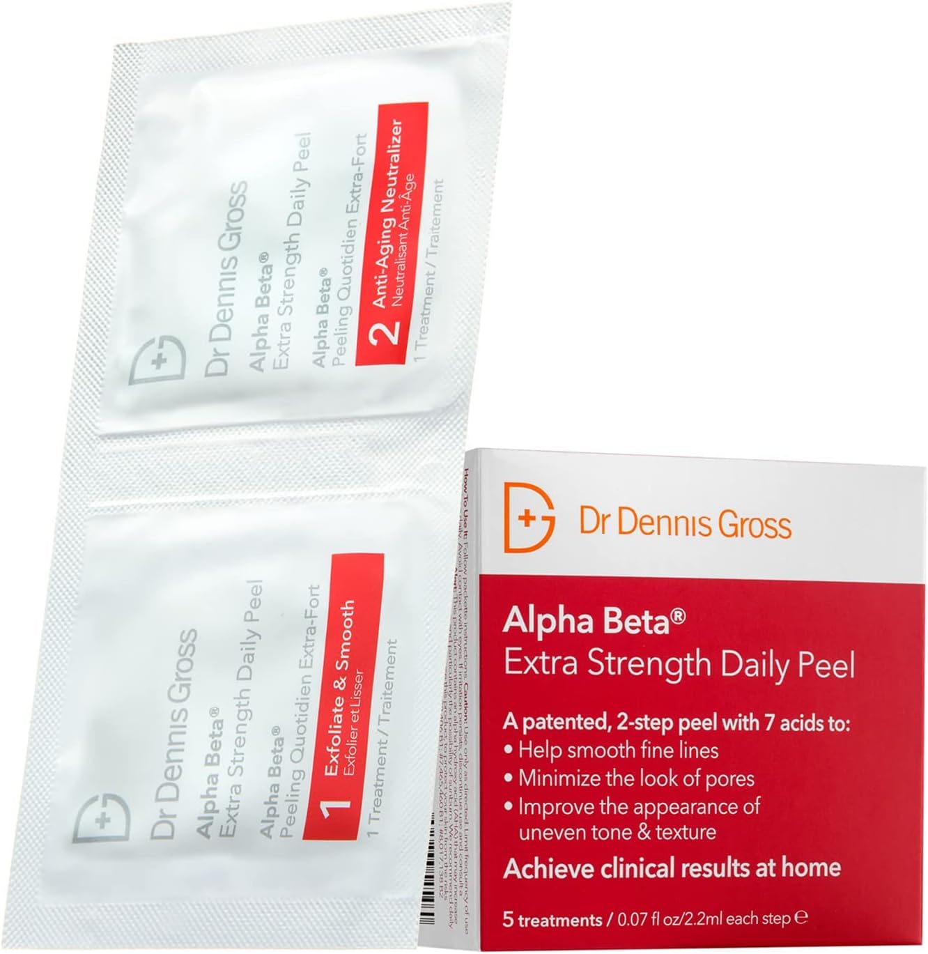 Dr. Dennis Gross Alpha Beta Extra Strength Daily Peel five pack front view packaging
