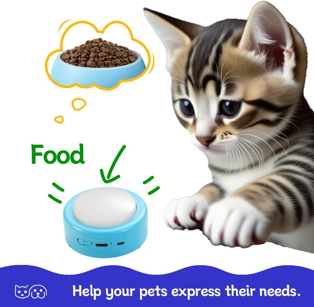 Rechargeable pet communication button with Type-C charging port for easy power.