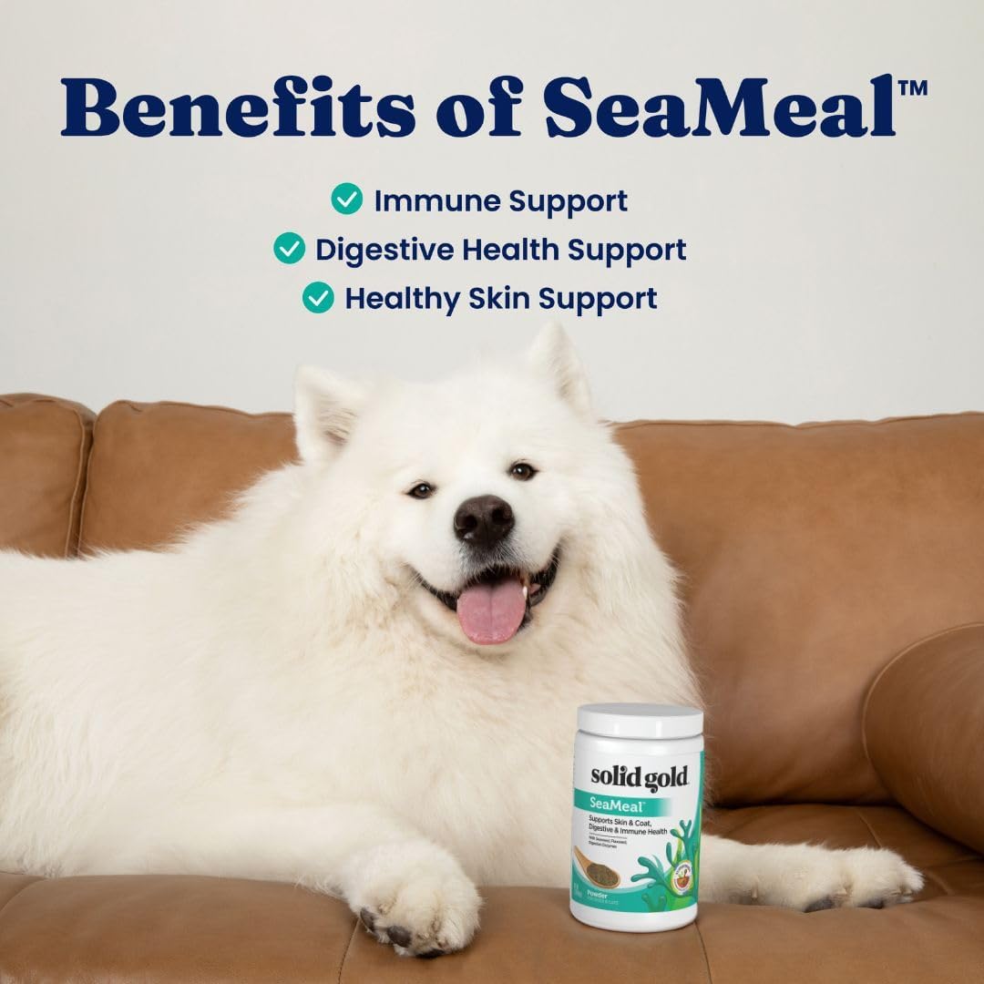 Supplement facts label on Solid Gold SeaMeal container