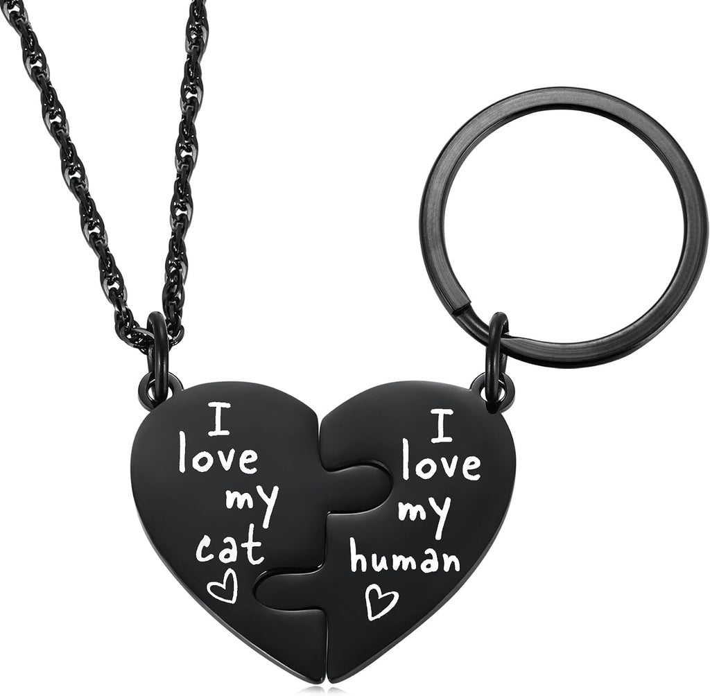 Ralukiia Best Friends cat and dog owner necklace and collar charm set.