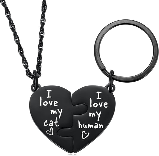 Ralukiia Best Friends cat and dog owner necklace and collar charm set.