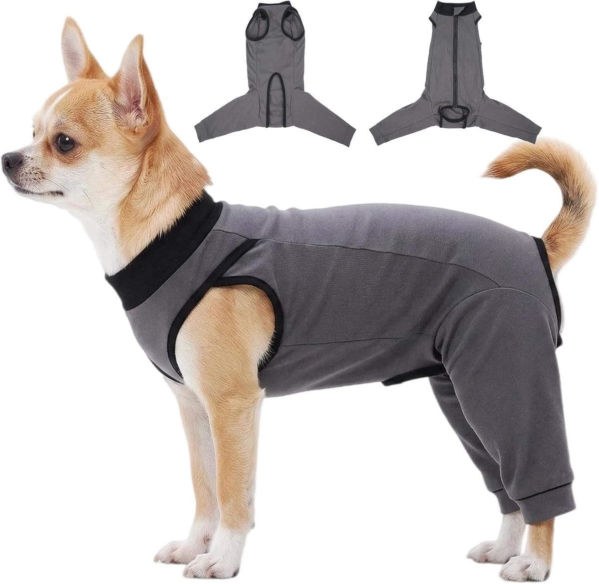 Potty-Friendly Dog Rear Leg Sleeve to Stop Lick, Dog Surgery Recovery Suit with Back Leg to Prevent Licking, Spay Suit for Female, Large Dogs Shirt After Surgery, Pant & Wound Cover Bodysuit, Gray XXL - Image 13