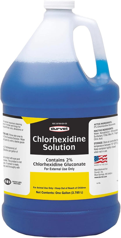 Durvet Chlorhexidine 2% solution one gallon bottle front view