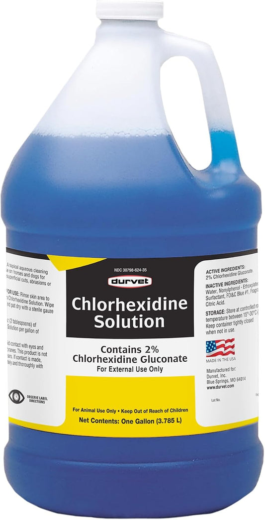 Durvet Chlorhexidine 2% solution one gallon bottle front view