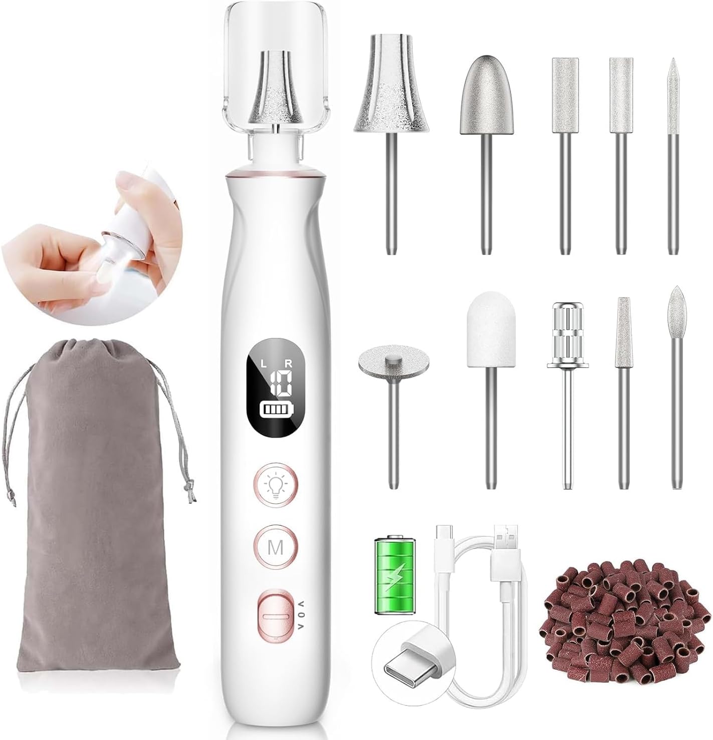 Hskai professional nail drill kit front view with display