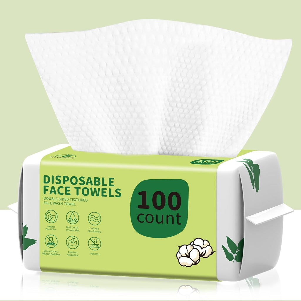 KeeiZoes disposable face towels 100 count front packaging view