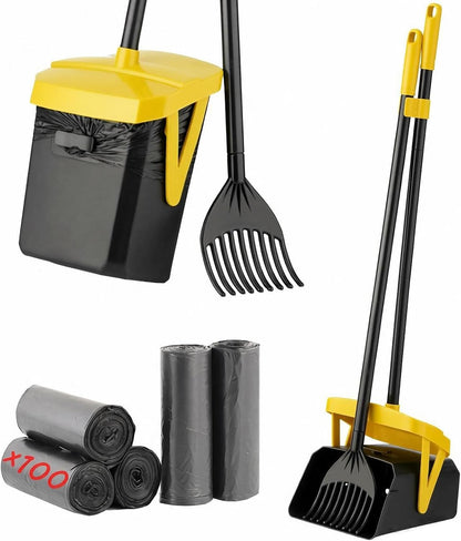 FUSBUNTY Pooper Scooper Swivel Bin & Rake with 100 Waste Bags, Dog Pooper Scooper with Bag Attachment for Large Medium Small Dogs, Poop Scooper with Lid for Lawn Yard Dog Kennel - Image 9
