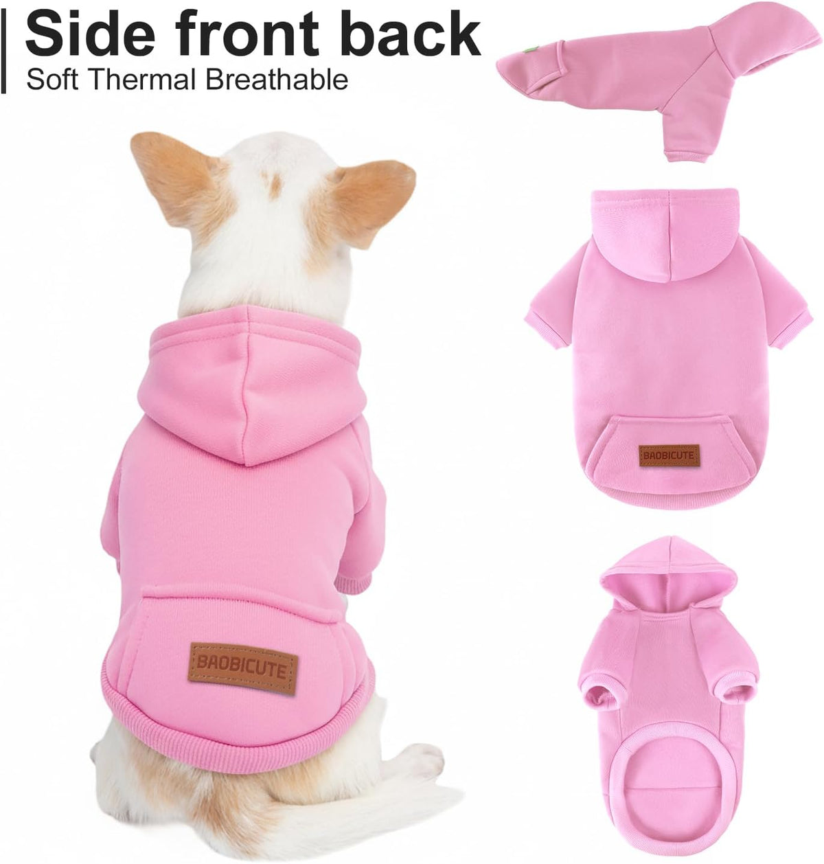 Close up of the windproof thermal fleece lining on BAOBICUTE pet clothes