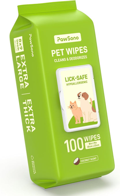 Hypoallergenic Pet Wipes for Dogs, Cats & Small Animals - Quick Clean & Deodorize Paws, Butt, Eyes, Face & Fur | Daily Grooming Wipes | Extra Large & Thick | Coconut Scented, 400 Count - Image 10