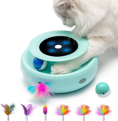 ORSDA 2in1 Interactive Toys for Indoor Cats, Timer Auto On/Off, Cat Toy Balls & Ambush Electronic Cat Mice Toy for Entertainment with 6pcs Feathers, Dual Power Supplies - Image 10