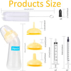Close-up view of the silicone anti-choking nipples and precision syringes included in the kitten nursing kit.