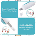 Side profile of the premium pet grooming tool displaying the transparent anti splash nail collection shield