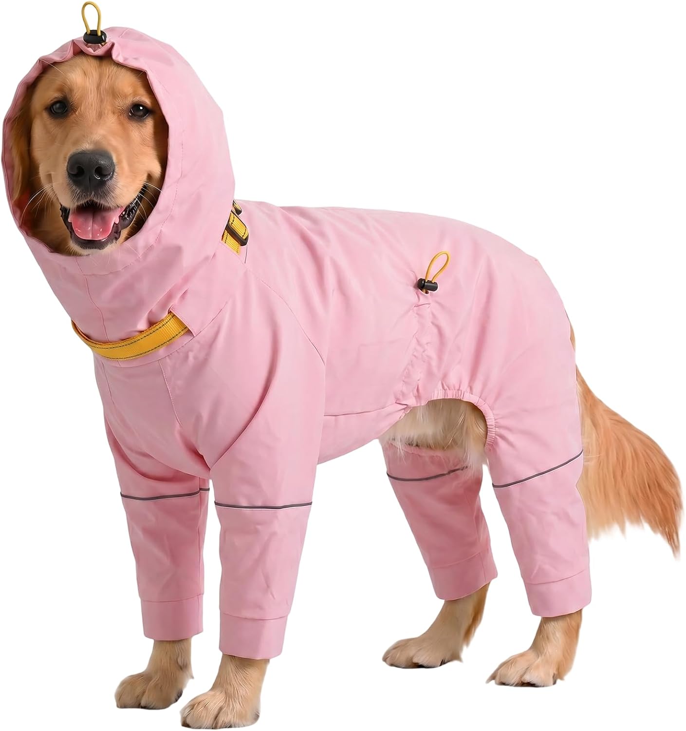 Kouser Waterproof Dog Raincoat with Reflective Stripes, Adjustable Dog Rain Jacket with Leash D-Ring, Lightweight Full-Body Coverage Hooded Poncho Rain Coat for Small Medium Large Dogs, Pink XL - Image 15