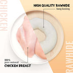 Close up of Asmpet chicken wrapped dog chew donut