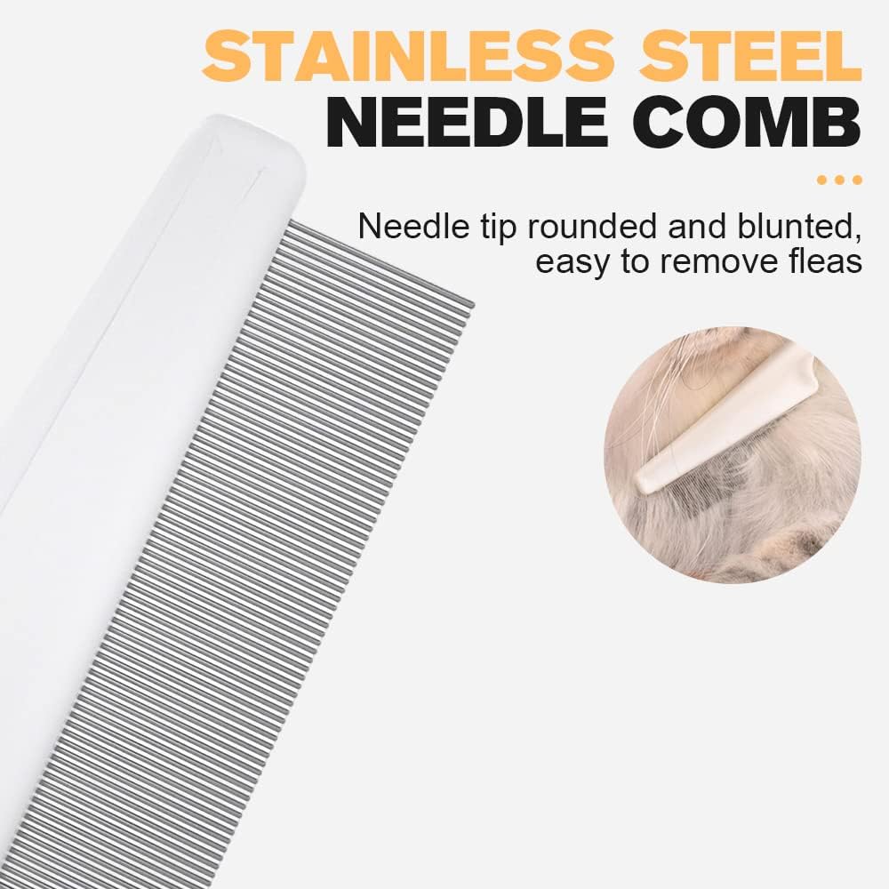 Hand holding ergonomic non-slip pet grooming comb