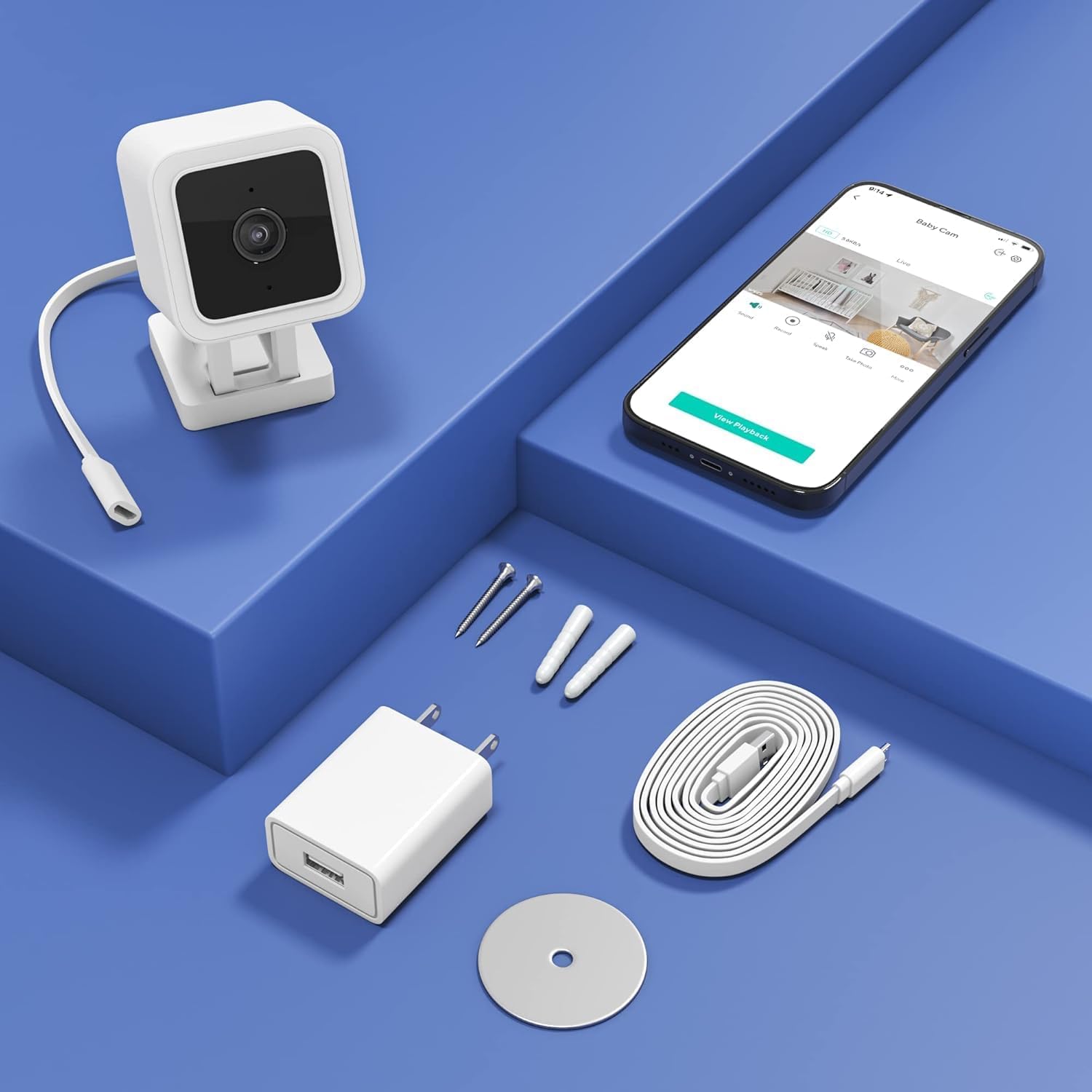 Wyze Cam V3 app interface showing two-way audio feature