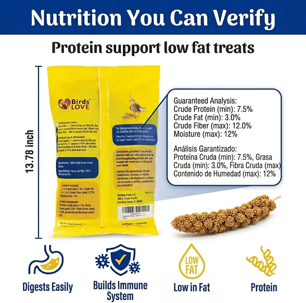 Birds Love GMO-Free natural millet spray packaging