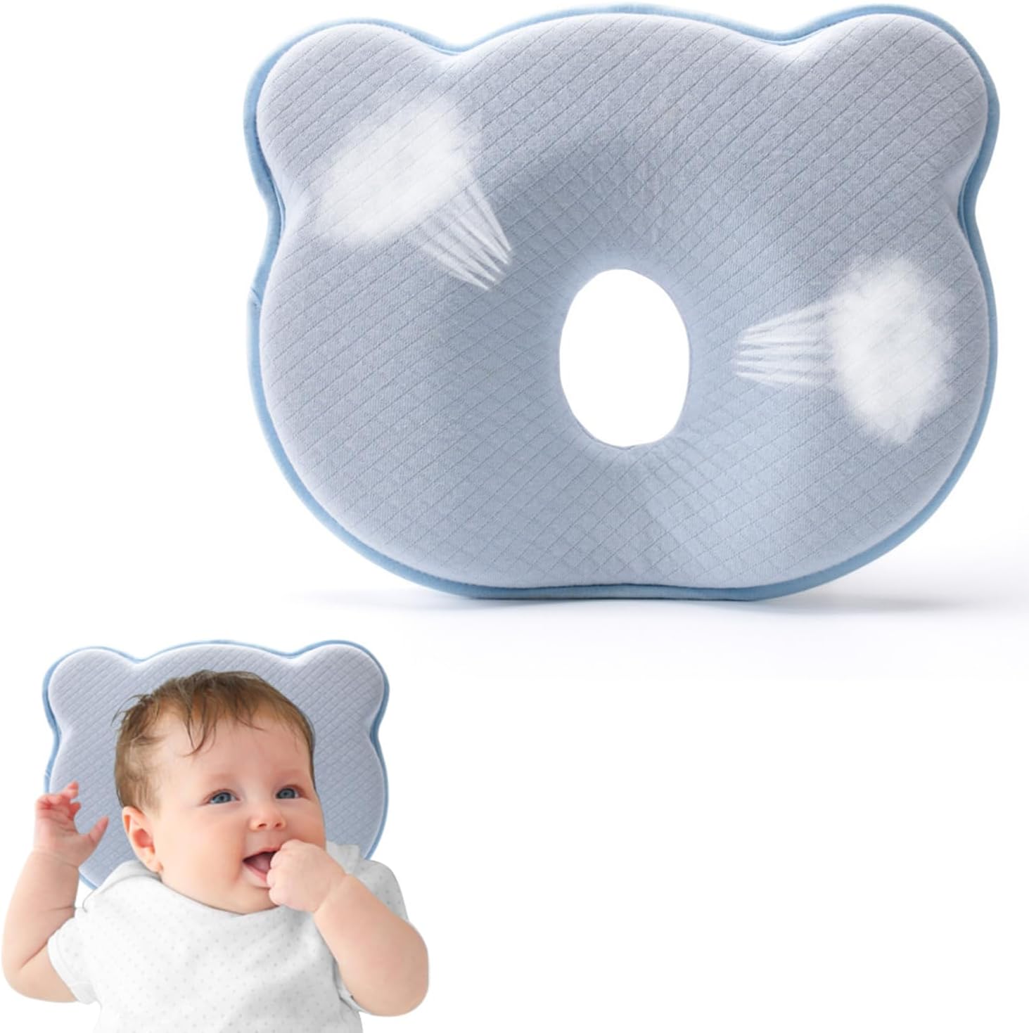 Generic donut soft and cozy blue pillow case front view