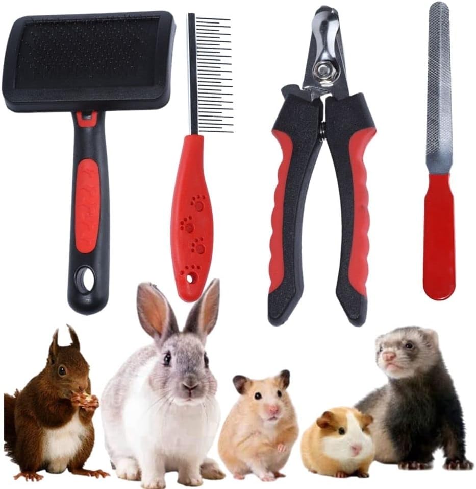 KUNBIUH rabbit nail clippers grooming kit front view containing four pet care tools