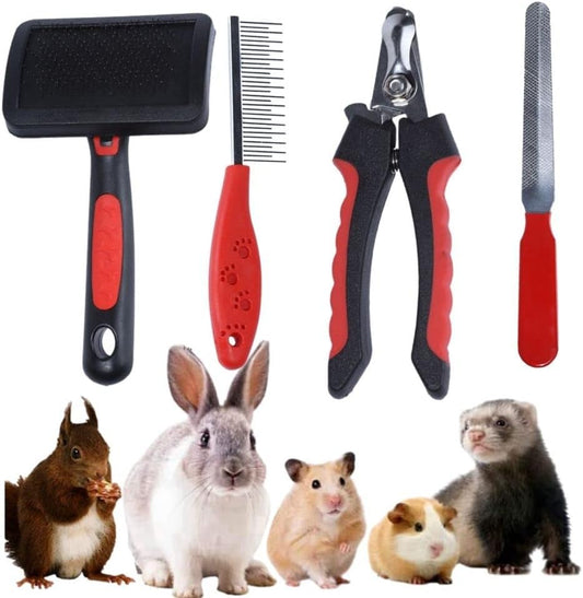 KUNBIUH rabbit nail clippers grooming kit front view containing four pet care tools
