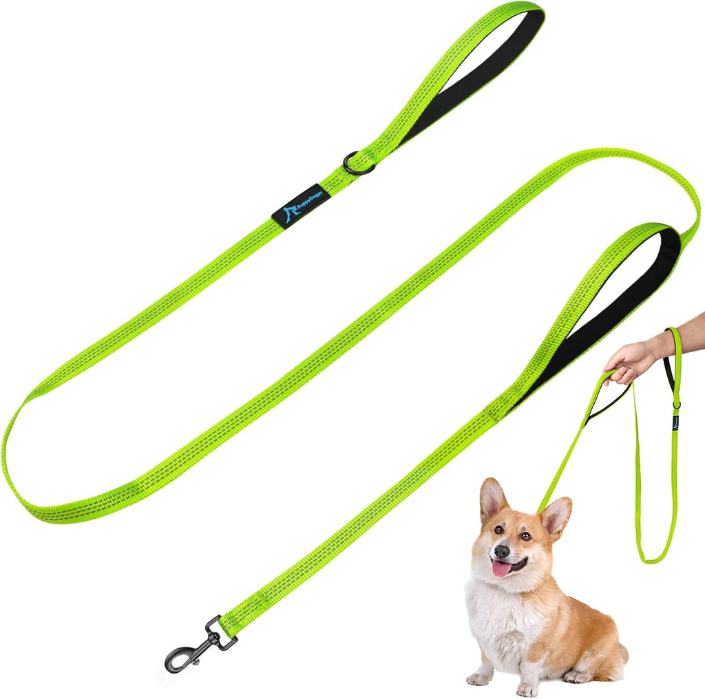 Authentic USA imported pink reflective dog leash packaging and product details.
