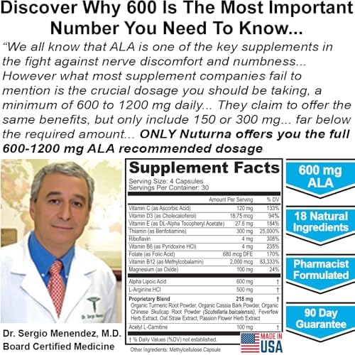 Authentic USA imported Nuturna 600mg nerve support bottle