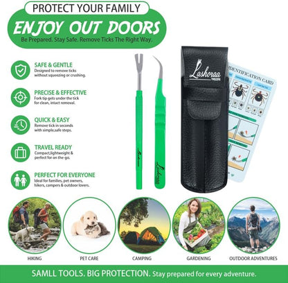 Pocket sized tick identification card included in the tool kit