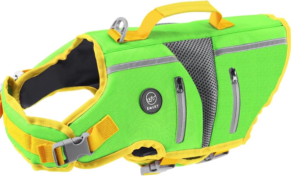 EMUST Dog Life Vest for Swimming, Reflective Large Dog Life Jacket with Two Rescue Handle, High Buoyancy Pet Floating Vest for Medium Large Dogs, Blue, XXL - Image 13
