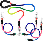 Sonqueen heavy duty triple dog leash front view showing rainbow colored rope
