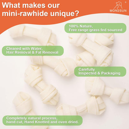 MON2SUN 2.5 inch mini rawhide bones for small dogs