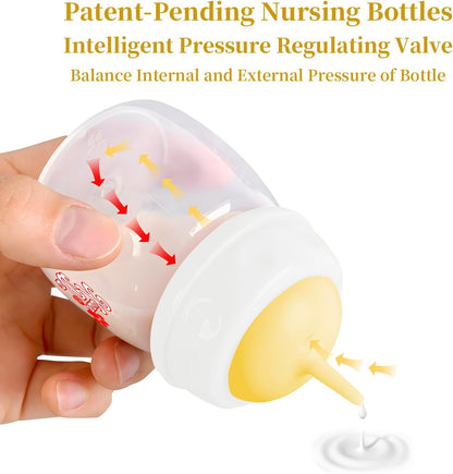 Close up view of the tear resistant ventilation valve on the yellow pet nursing nipple.