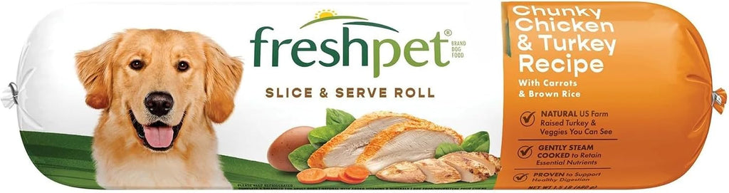 Slice and serve dog food roll texture close up