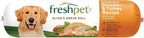 Slice and serve dog food roll texture close up