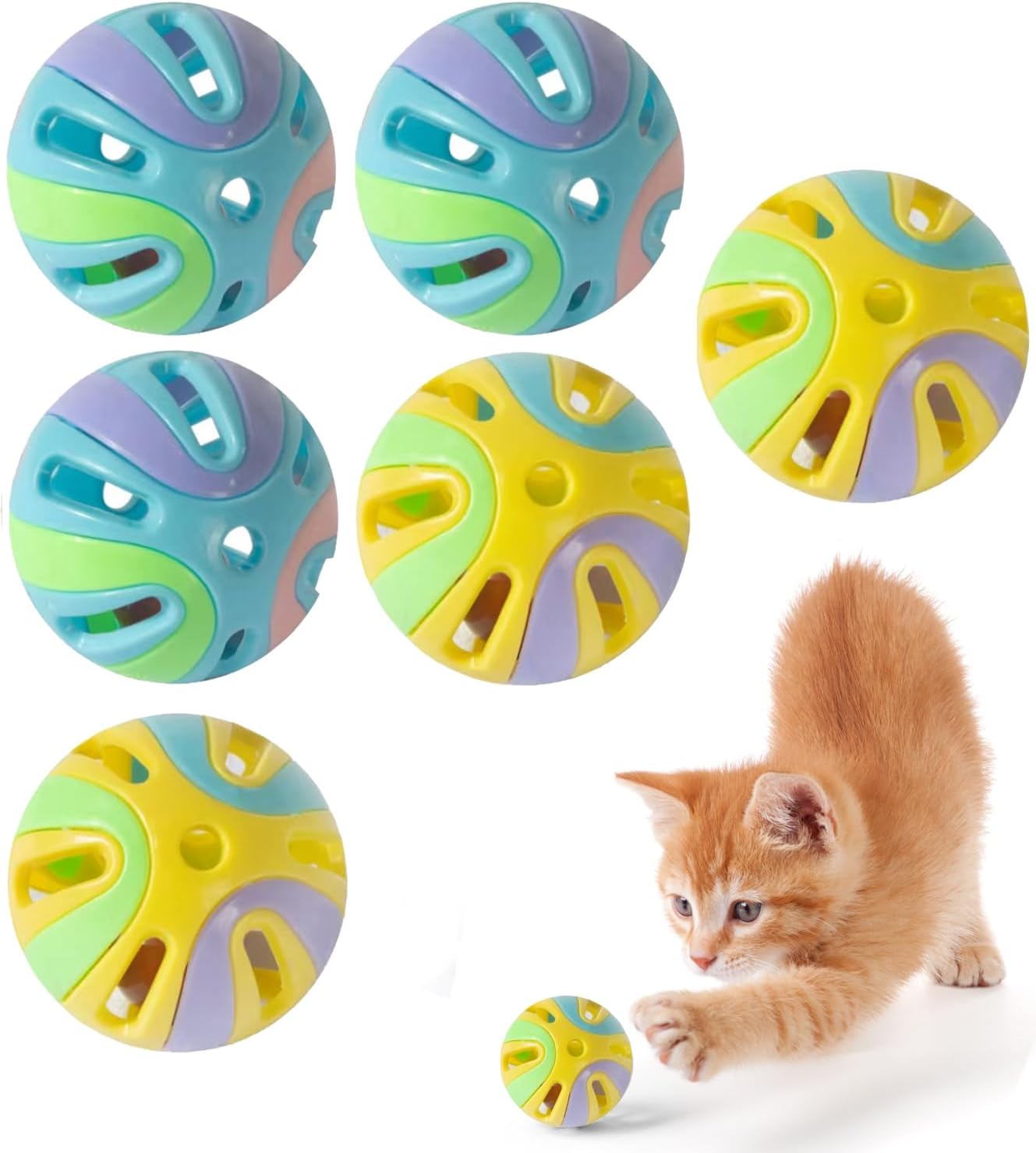Assorted colors of Anjobibi cat play balls for indoor activity